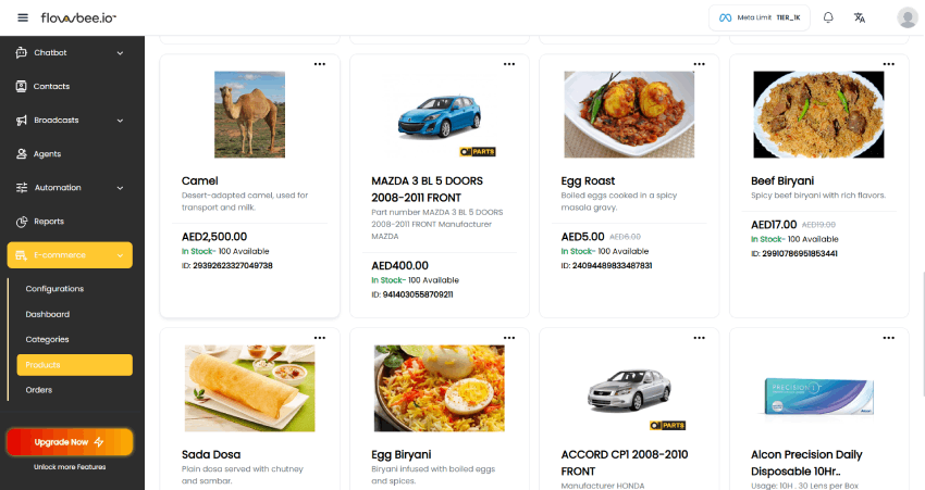 Product Catalog Screenshot